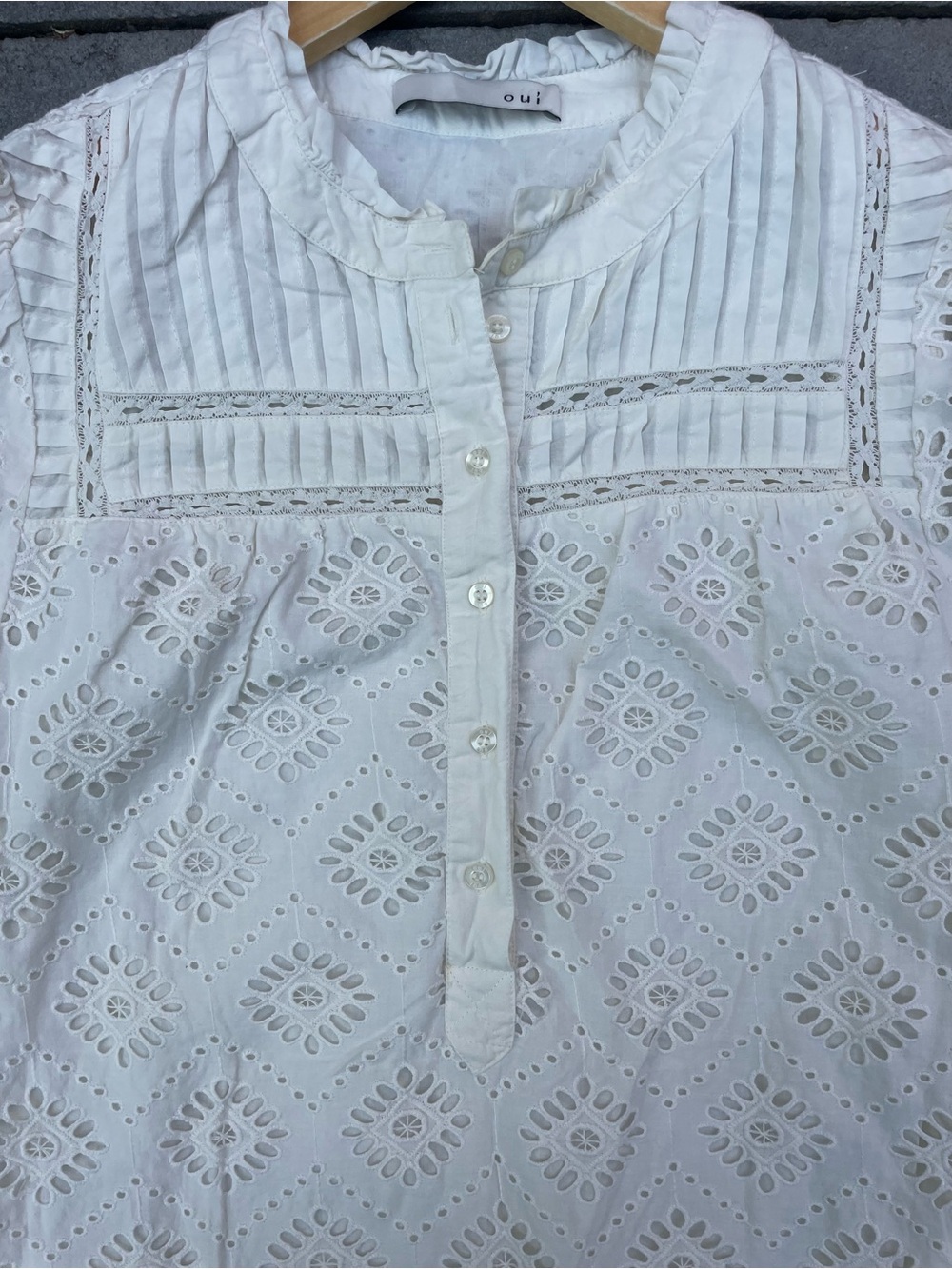 OUI Eyelet Embroidered Cotton Tunic Dress | White cream - Picture 10 of 10